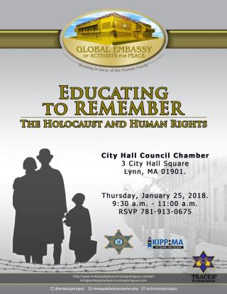 SHERIFF COPPINGER SCHEDULED TO SPEAK AT "EDUCATING TO REMEMBER" EVENT, JANUARY 25TH, 9:30-11:00AM AT LYNN CITY HALL