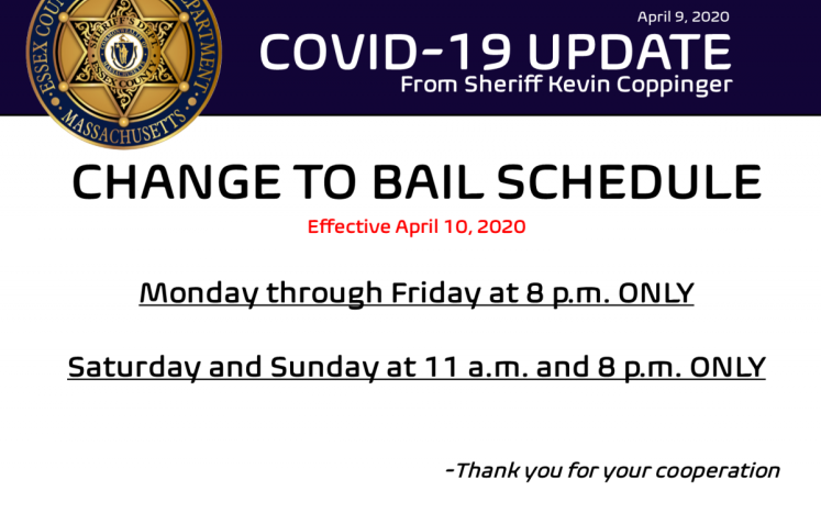 UPDATE: Bail schedule changes effective April 10, 2020