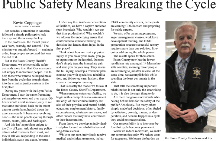 Public safety means breaking the cycle by Sheriff Kevin Coppinger